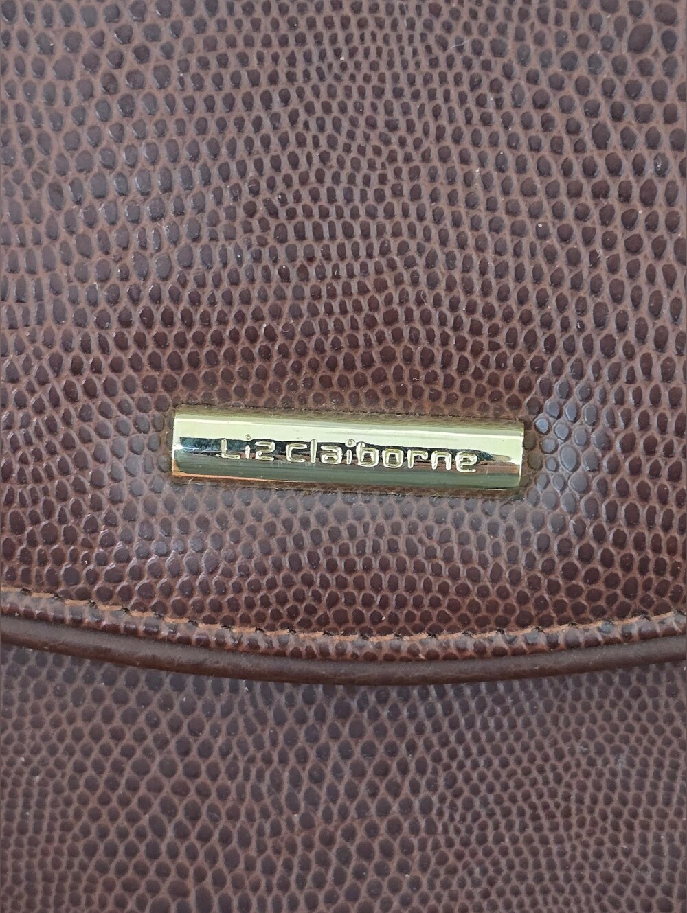 Vintage Liz Claiborne Classic Brown Leather Top-Handle Shoulder Bag - Picture 11 of 13